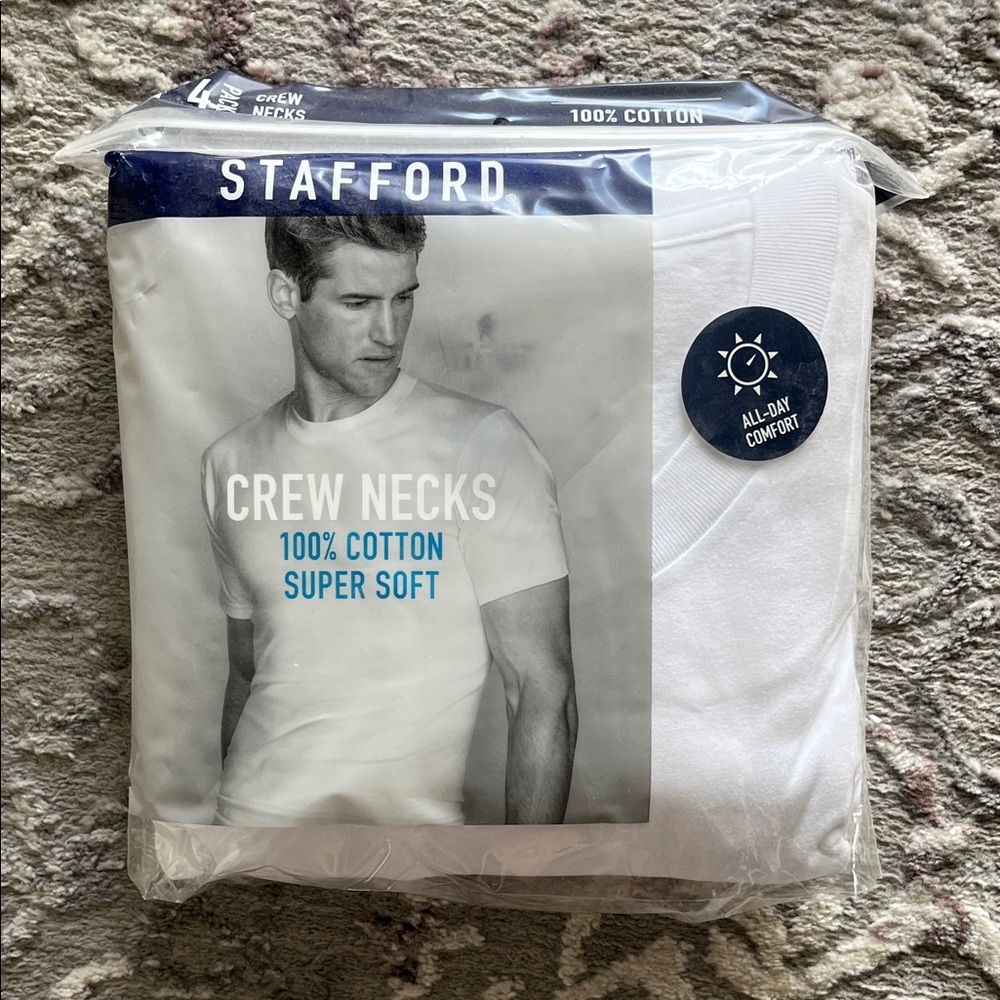 Stafford Super Soft White Crew Neck T-Shirts XXL